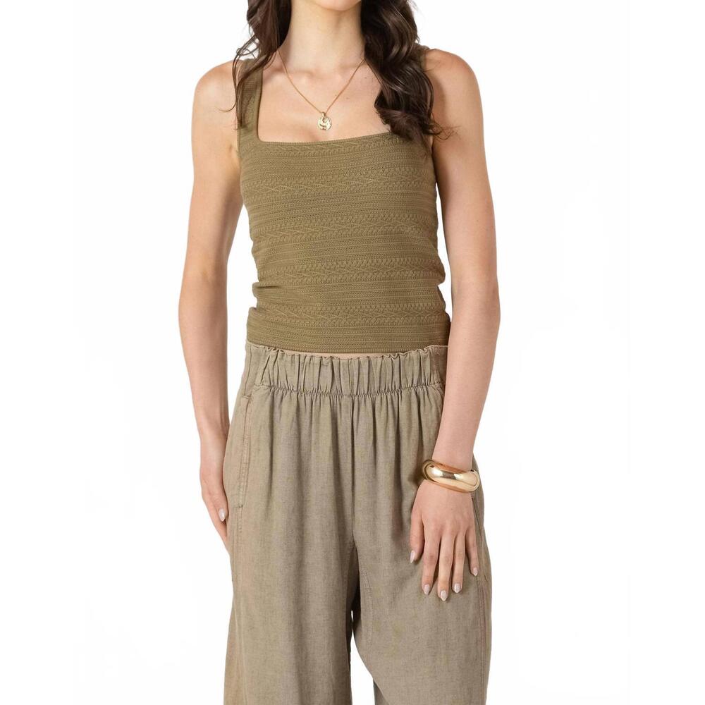 NEW DEX CLOTHING square neck knit tank top in olive